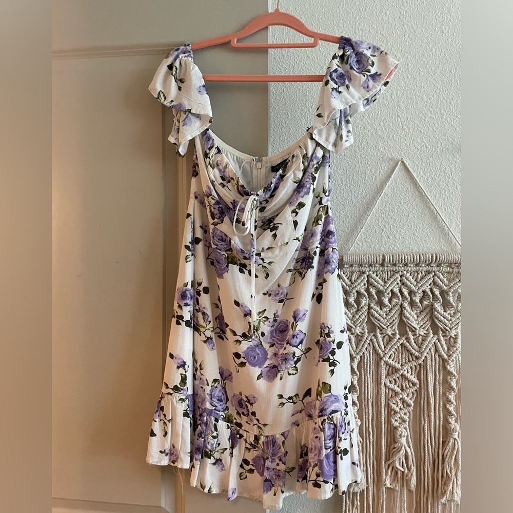 Off the Shoulder purple floral dress